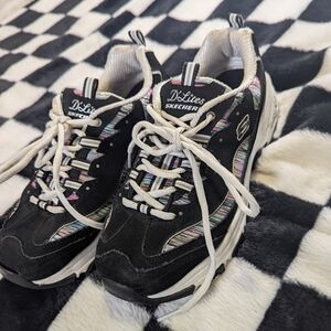 Skechers D’Lites Black Multi Color Sneakers Women’s Size 10